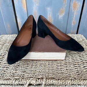 Aquatalia Pasha Suede Waterproof Block Heel Pump Black Sz 5.5